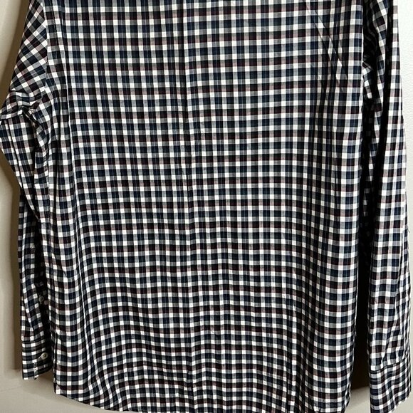 Billy Reid Men's Plaid L/S Standard Cut Shirt Burgundy, Navy &  White Sz M - Picture 5 of 5